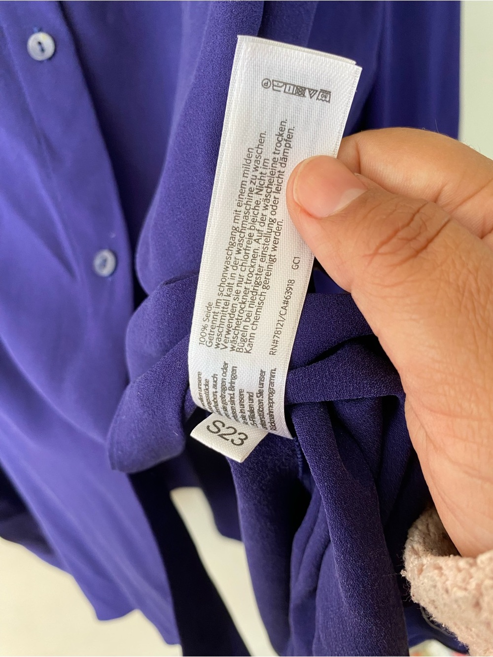 Eileen Fisher 100% Silk Band Collar Button Down Shirt Deep Purple 1X Minimalist - Picture 8 of 11